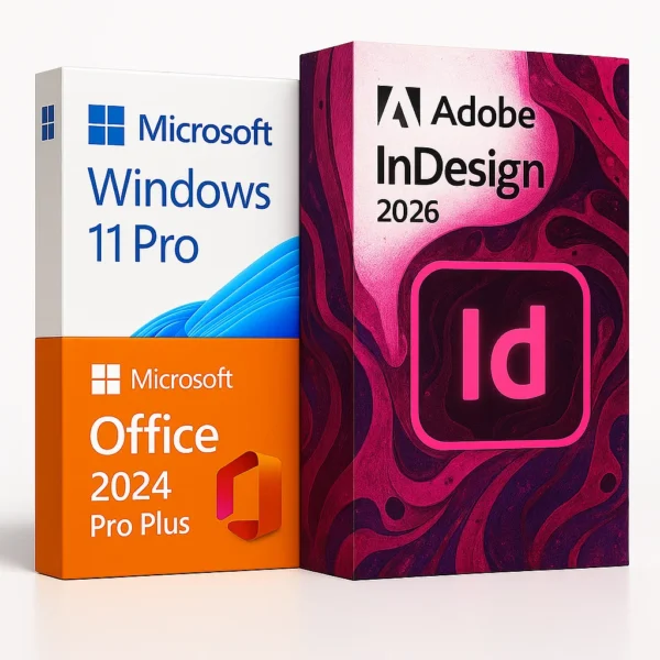 InDesign 2026 + Windows 11 Pro + Office 2024 Pro Plus – termékkép
