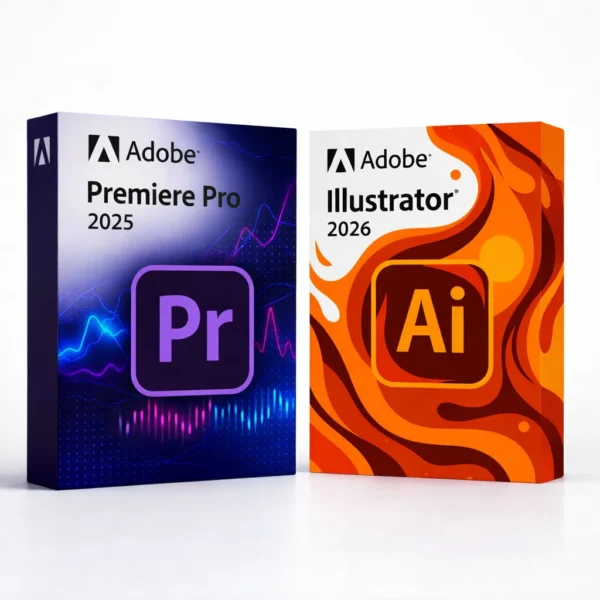 Premiere Pro 2025 + Illustrator 2026 – termékkép