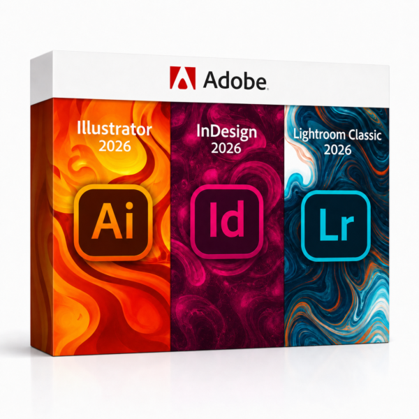 Illustrator 2026 + InDesign 2026 + Lightroom Classic 2026 – termékkép