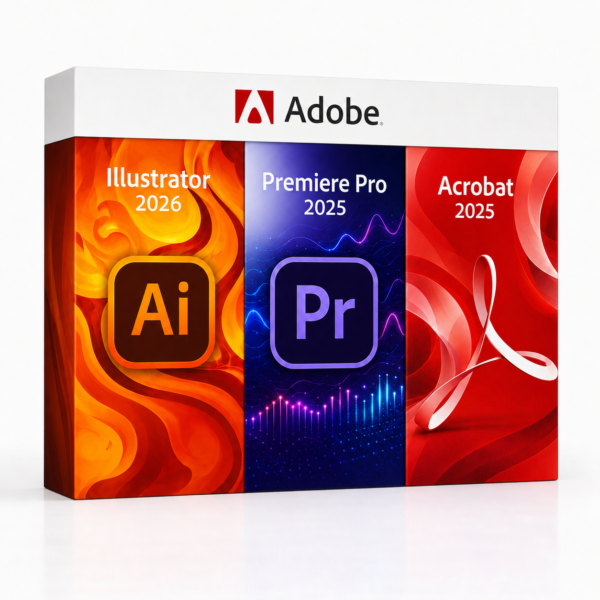 Illustrator 2026 + Premiere Pro 2025 + Acrobat 2025 – termékkép