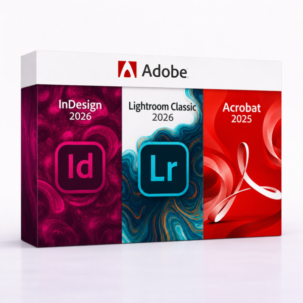 InDesign 2026 + Lightroom Classic 2026 + Acrobat 2025 – termékkép