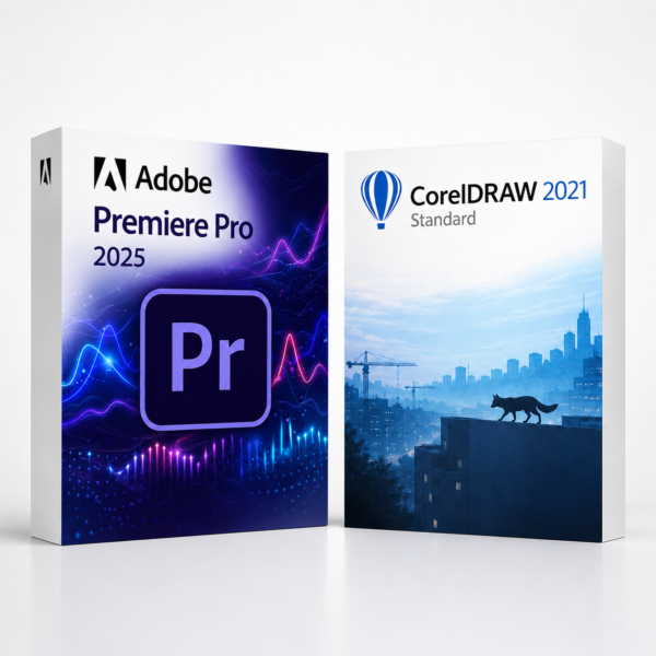 Premiere Pro 2025 + CorelDRAW Standard 2021 – termékkép