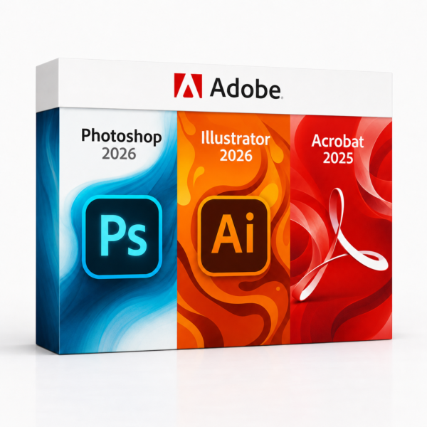 Photoshop 2026 + InDesign 2026 + Acrobat 2025 – termékkép