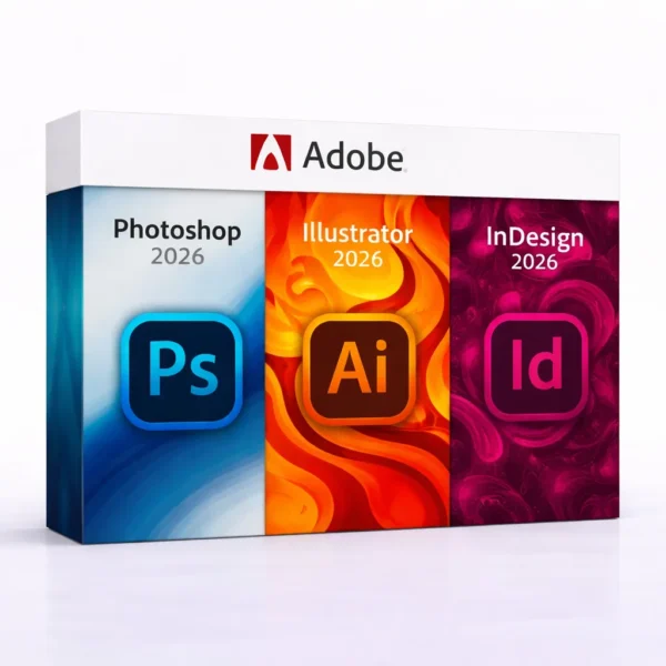 Photoshop 2026 + Illustrator 2026 + InDesign 2026 – termékkép