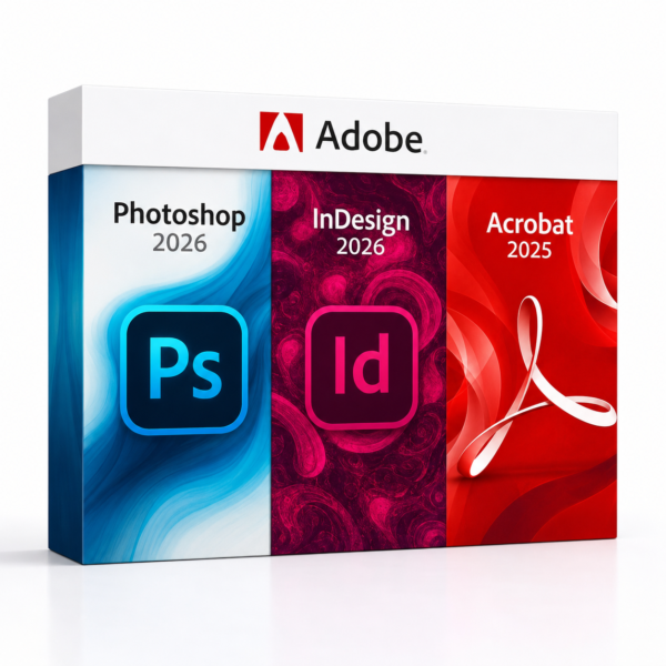 Photoshop 2026 + InDesign 2026 + Acrobat 2025 – termékkép