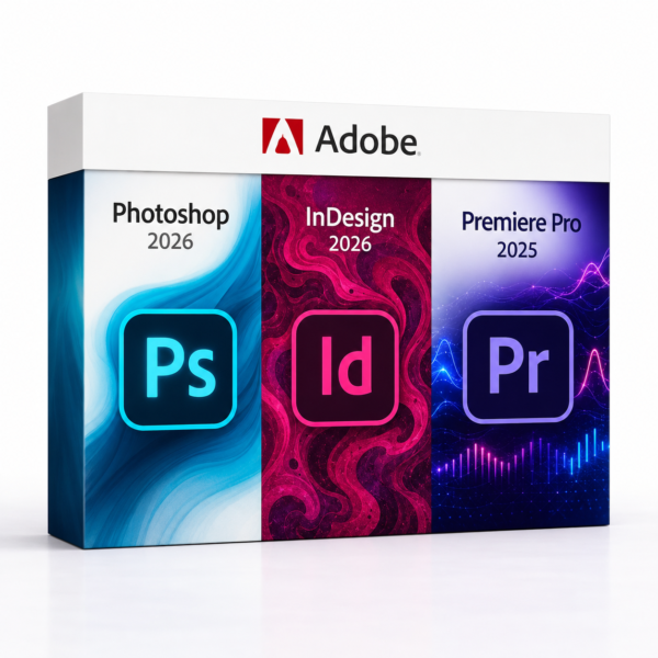 Photoshop 2026 + InDesign 2026 + Premiere Pro 2025 – termékkép