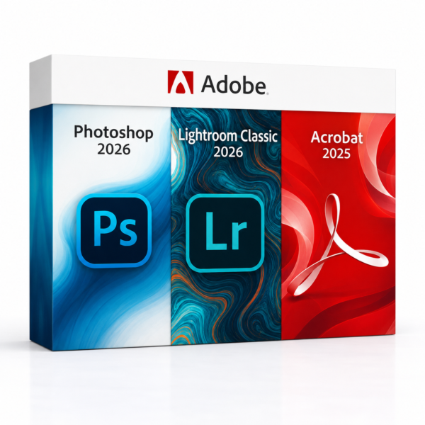 Photoshop 2026 + Lightroom Classic 2026 + Acrobat 2025 – termékkép